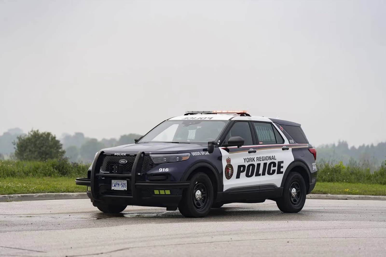 A York Regional Police patrol vehicle parked on an open road