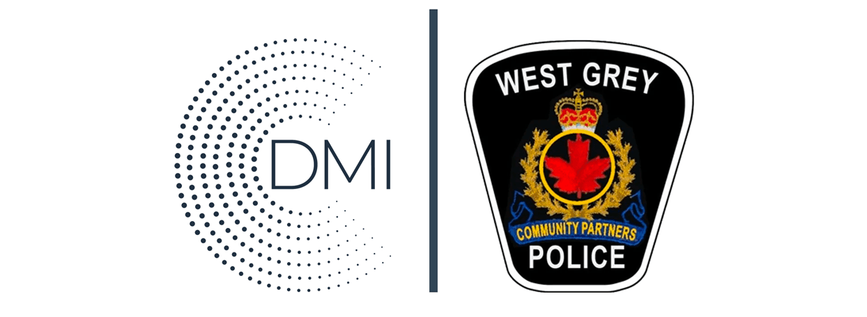 The DMI mark beside the crest of West Grey Police